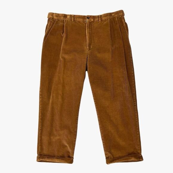 Lands' End Other - Lands End Pants Mens 38 Pecan Cotton Traditional Fit Corduroy Pleated Cuffed